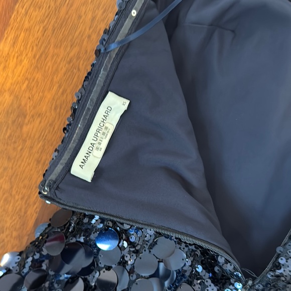 Amanda Uprichard Strapless Sequin Dress in Navy Blue - Picture 10 of 13